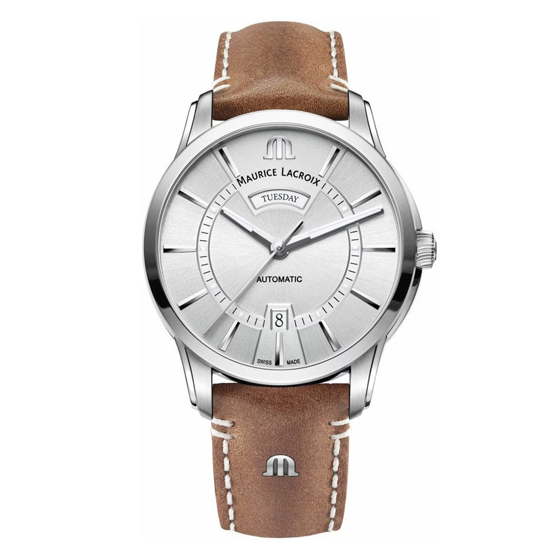 Maurice Lacroix Pontos Day Date Men's Silver Brown Watch PT6358-SS001-130-2