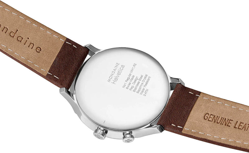 Mondaine Watch Helvetica No1 White Brown MH1.R2010.LG