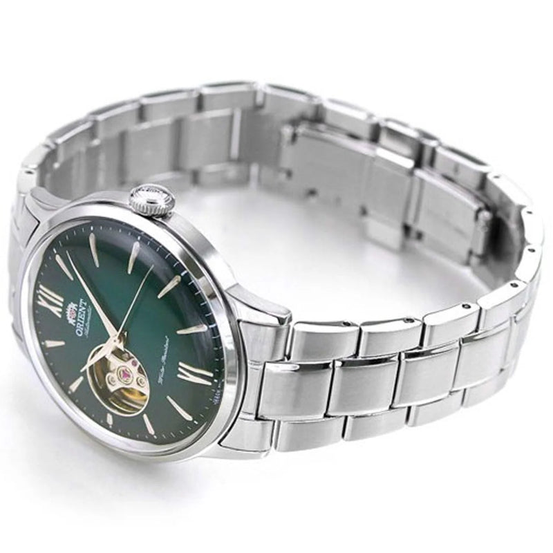 Orient Bambino 2nd Generation Open Heart Men's Green Watch RA-AG0026E30B