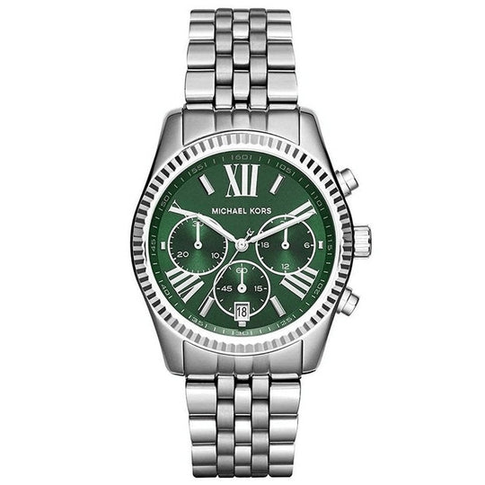 Michael Kors Ladies Chronograph Watch Lexington 38mm Silver Green MK6222