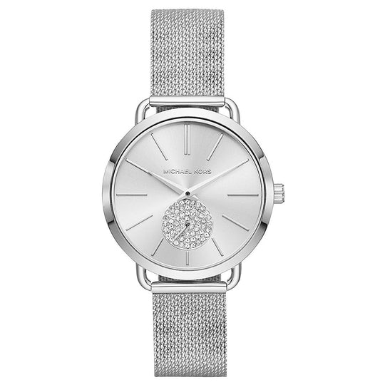 Michael Kors Ladies Watch Portia 36mm Silver Crystal MK3843