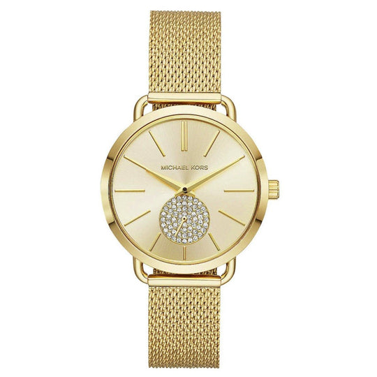 Michael Kors Ladies Watch Portia Yellow Gold Crystal MK3844