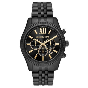 Michael Kors Men's Watch Lexington Chronograph 45mm Black/Gold