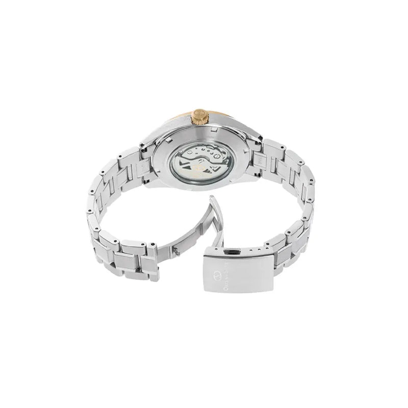 Orient Star Men's Gold Silver Open Heart Automatic Watch RE-AV0124G