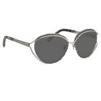 Oscar De La Renta Sunglasses Oval Frame Silver Black White With Grey Lenses Category 3 ODLR61C3SUN - WatchPilot