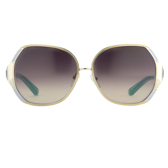 Oscar De La Renta Sunglasses Oversized Silver Multicolour Enamel and Grey