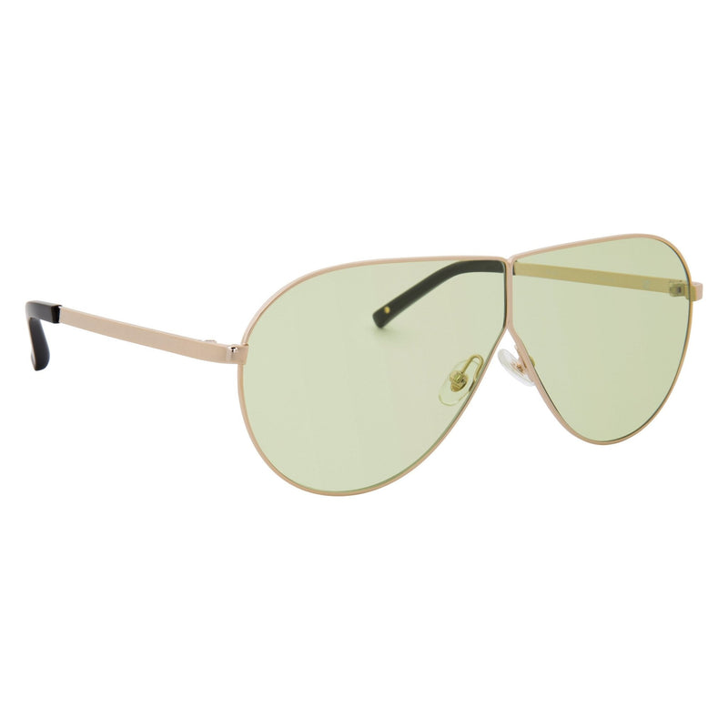 Phillip Lim Sunglasses Women's Shield Shape Light Gold/Black with CAT1 Light Green Lenses PL171C2SUN - WatchPilot
