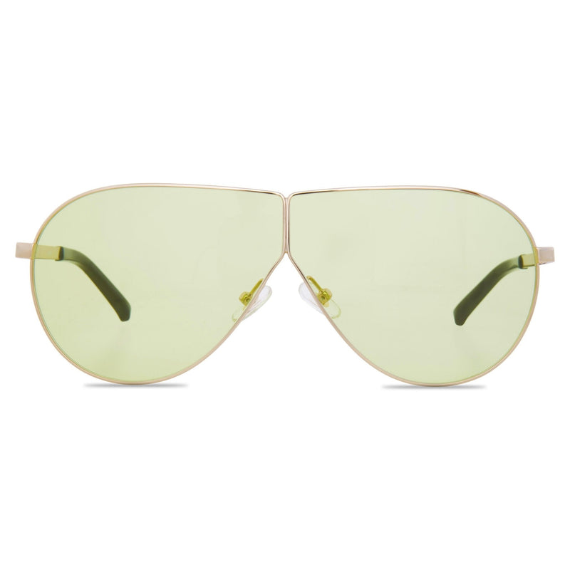 Phillip Lim Sunglasses Women's Shield Shape Light Gold/Black with CAT1 Light Green Lenses PL171C2SUN - WatchPilot