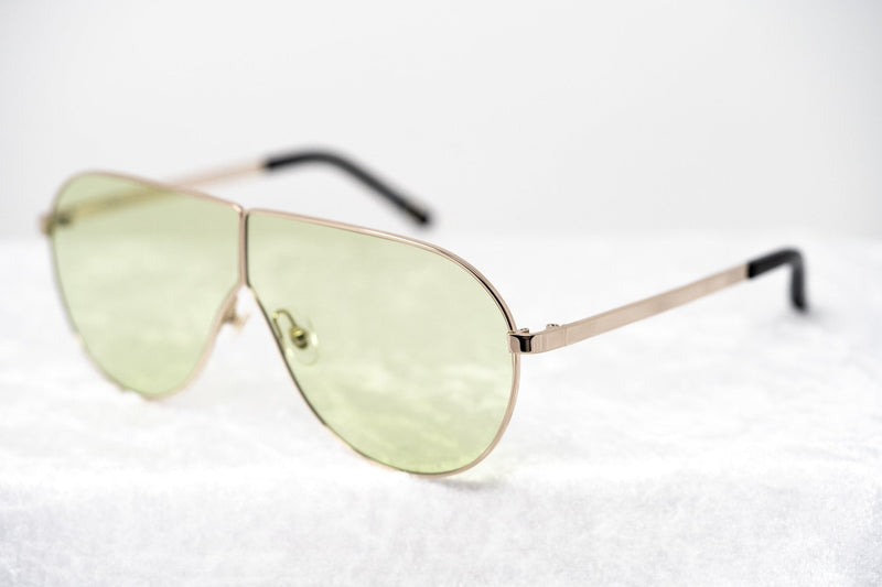 Phillip Lim Sunglasses Women's Shield Shape Light Gold/Black with CAT1 Light Green Lenses PL171C2SUN - WatchPilot