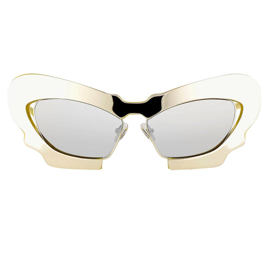 Prabal Gurung Sunglasses Cat Eye Special Mustard Yellow/Silver and Gray