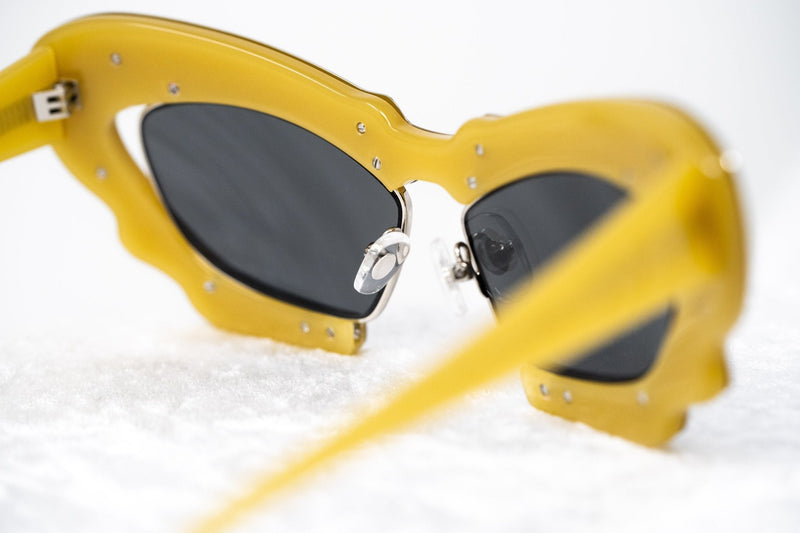 Prabal Gurung Sunglasses Female Cat Eye Silver Mustard Yellow Category 3 Silver Mirror Lenses PG1C11SUN - WatchPilot