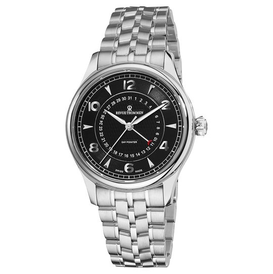 Revue Thommen Men's Black Date Pointer Stainless Steel Automatic Watch 10012.2137