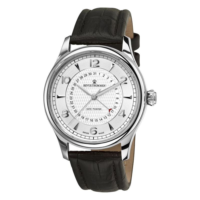 Revue Thommen Men's White Date Pointer Stainless Steel Brown Automatic Watch 10012-2532