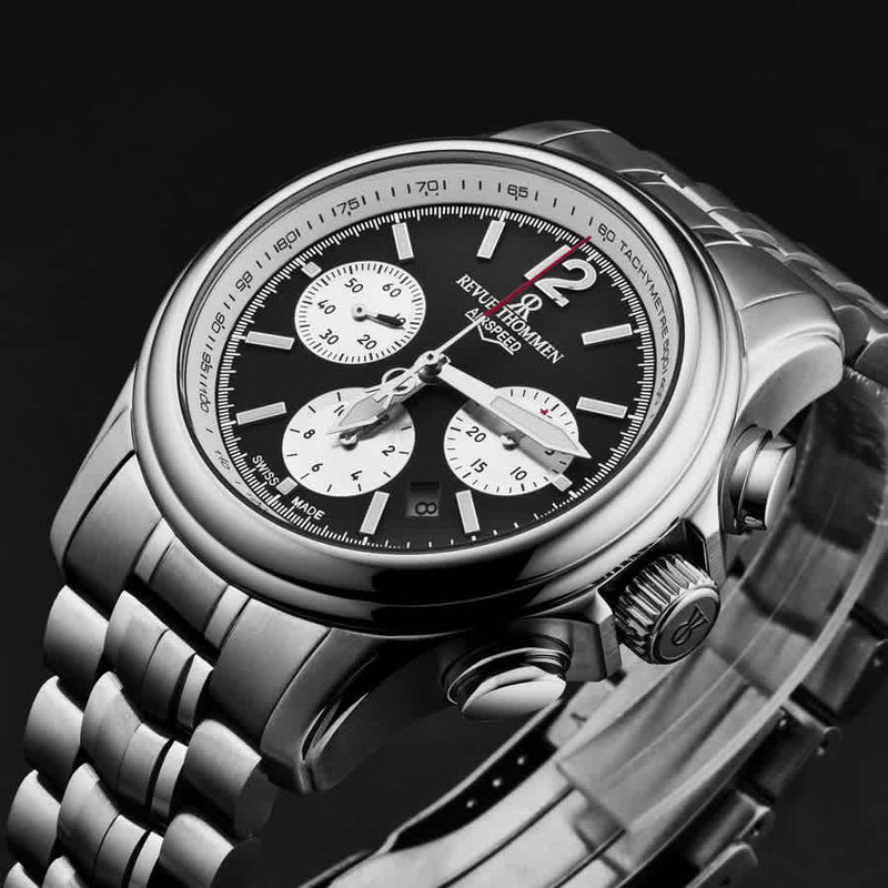 Revue Thommen Men's Airspeed XL Chronograph Automatic Black Dial Watch 16041.6437
