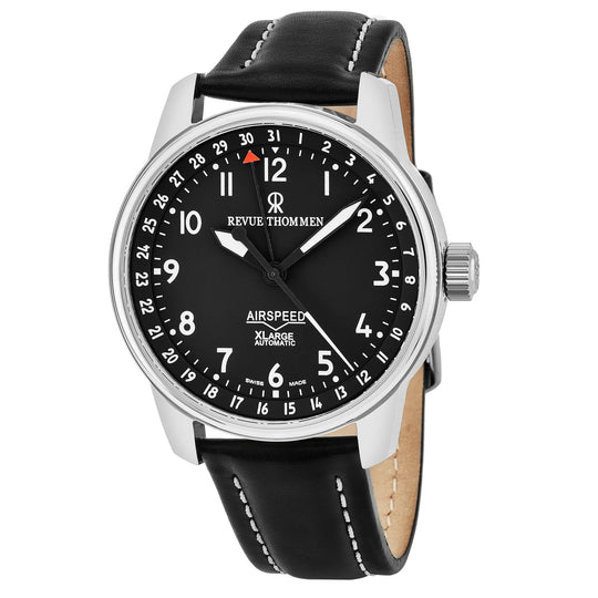 Revue Thommen Airspeed XL Men's Black Leather Strap Automatic Watch 16050.2537