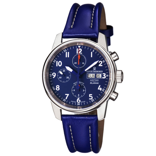 Revue Thommen Airspeed Blue Leather Chronograph Automatic Men's Watch 16051.6535
