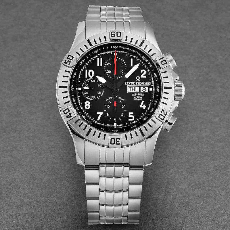 Revue Thommen Airspeed Men's Black Dial Stainless Steel Chronograph Automatic Watch 16071.6134
