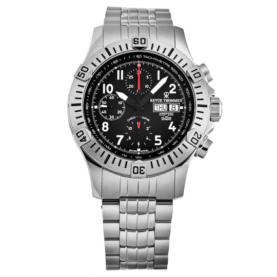 Revue Thommen Airspeed Men's Black Dial Stainless Steel Chronograph Automatic Watch 16071.6134