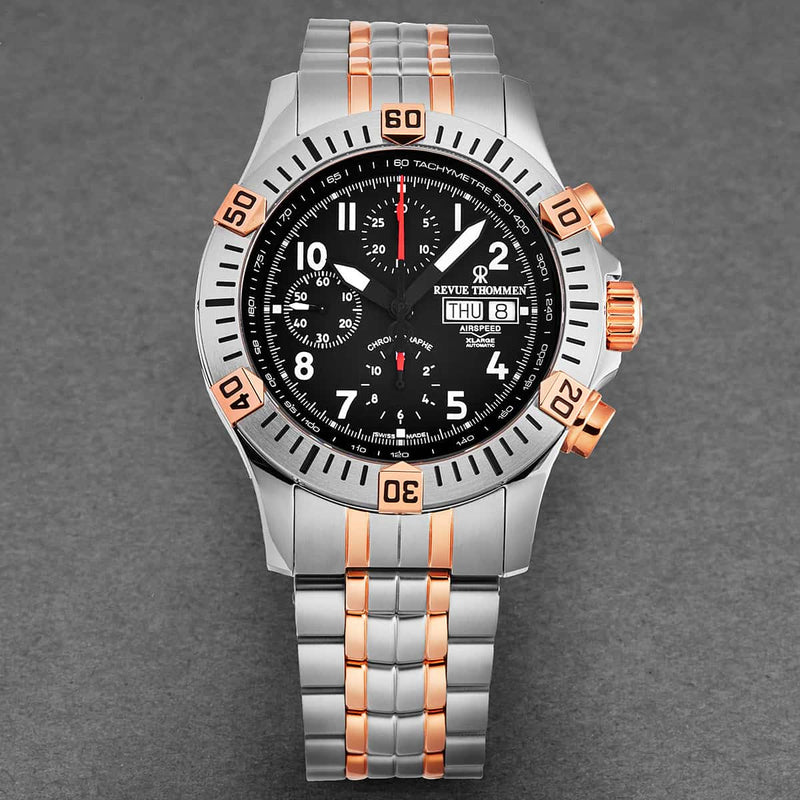 Revue Thommen Airspeed XL Pioneer Men's Black Chronograph Automatic Watch 16071.6154