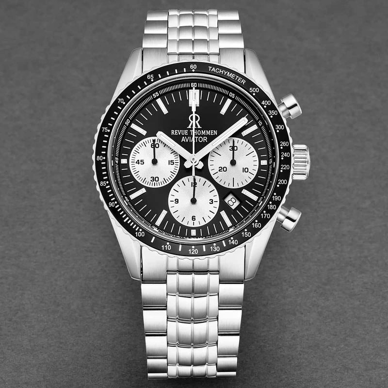 Revue Thommen Aviator Men's Black Stainless Steel Chronograph Automatic Watch 17000.6134