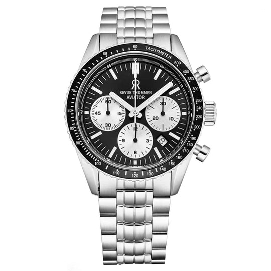 Revue Thommen Aviator Men's Black Stainless Steel Chronograph Automatic Watch 17000.6134