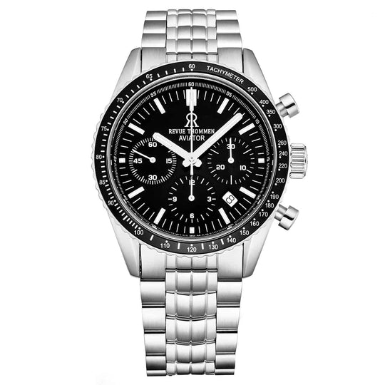 Revue Thommen Aviator Men's Black Stainless Steel Chronograph Automatic Watch 17000.6137