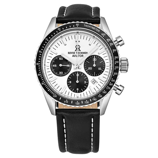 Revue Thommen Aviator Men's Silver Leather Chronograph Automatic Watch 17000.6532