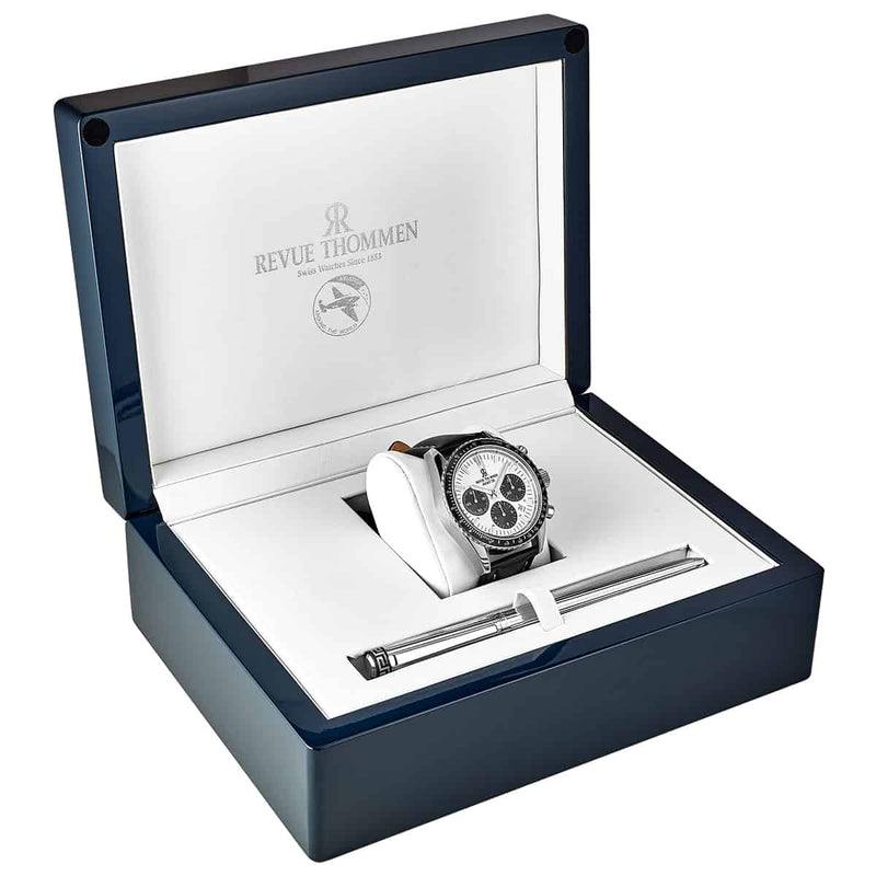 Revue Thommen Aviator Men's Silver Leather Chronograph Automatic Watch 17000.6532