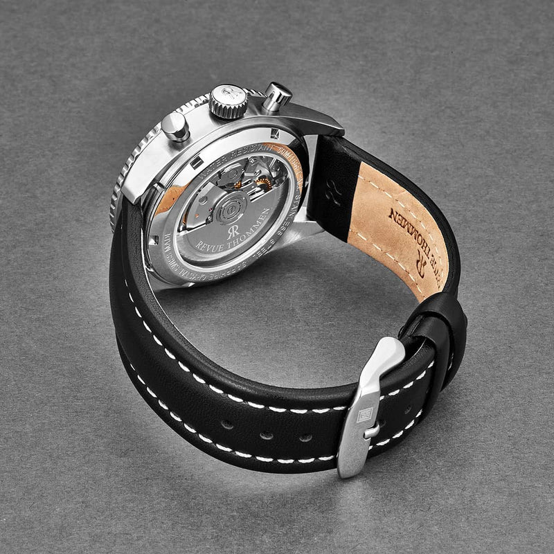 Revue Thommen Aviator Men's Black Leather Strap Chronograph Automatic Watch 17000.6537