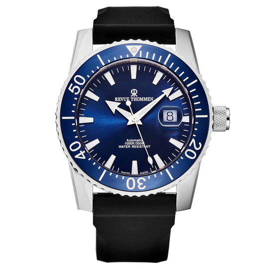 Revue Thommen Diver Men's Blue Dial Rubber Strap Stainless Steel Automatic Watch 17030.2535