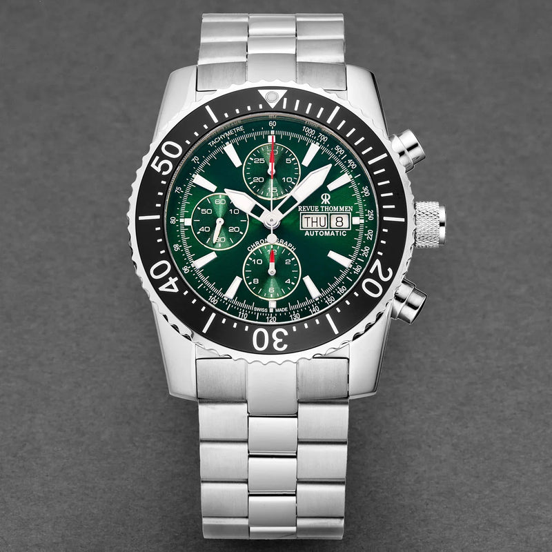 Revue Thommen Diver Men's Green Stainless Steel Automatic Chronograph Watch 17030.6122