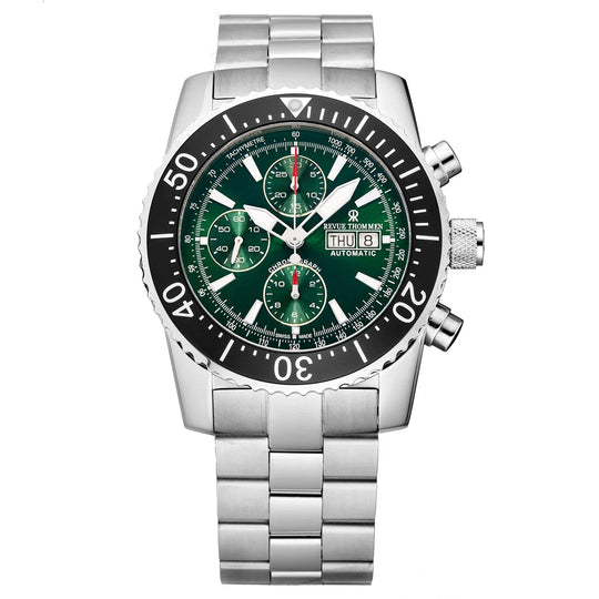 Revue Thommen Diver Men's Green Stainless Steel Automatic Chronograph Watch 17030.6122