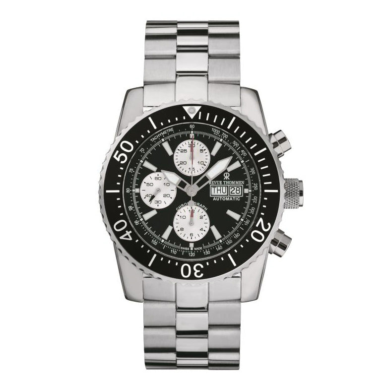 Revue Thommen Diver Professional Men's Black Chronograph Stainless Steel Automatic Watch 17030.6137