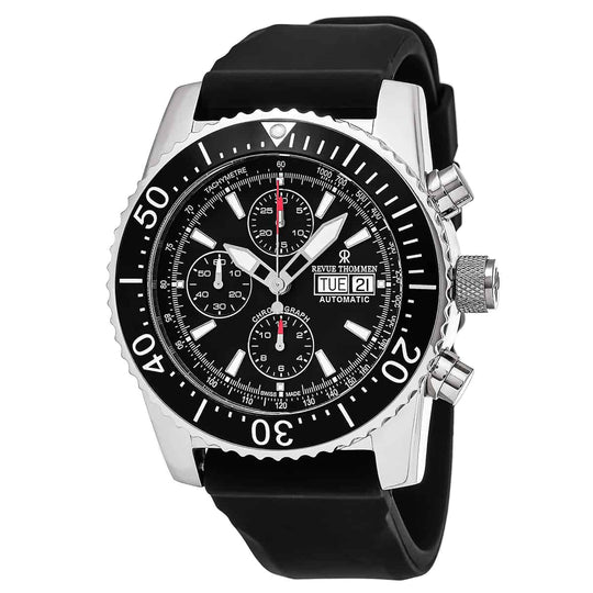 Revue Thommen Air Speed Men's Black Chronograph Stainless Steel Automatic Watch 17030.6534
