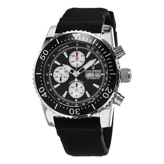 Revue Thommen Air Speed Men's Black Chronograph Stainless Steel Automatic Watch 17030.6537