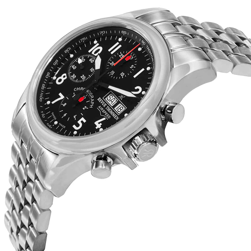 Revue Thommen Pilot Men's Black Stainless Steel Automatic Chronograph Watch 17081.6137