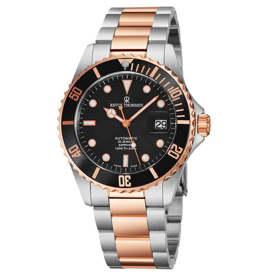 Revue Thommen Diver Black Rose Gold Two-Tone Automatic Men's Watch 17571.2157