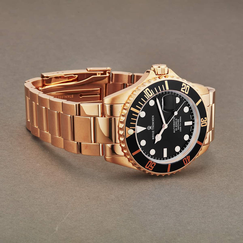 Revue Thommen Diver Men's Black Rose Gold Stainless Steel Automatic Watch 17571.2167