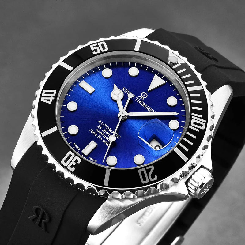 Revue Thommen Diver Men's Blue Rubber Strap Swiss Automatic Watch 17571.2823