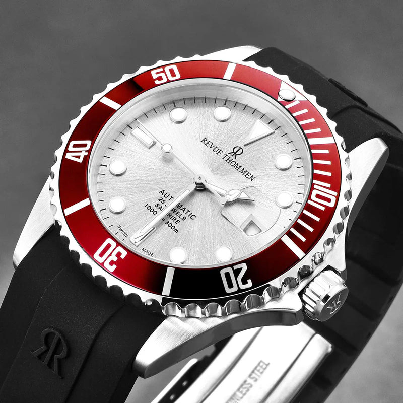 Revue Thommen Diver Men's Silver Red Automatic Watch 17571.2826
