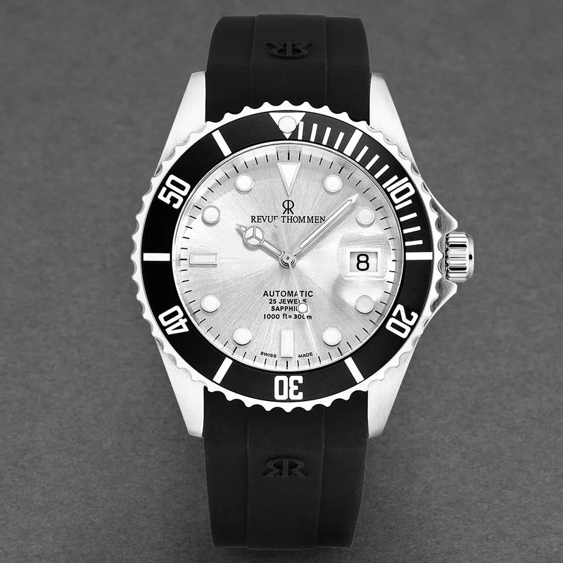 Revue Thommen Diver Silver Black Automatic Men's Watch 17571.2827