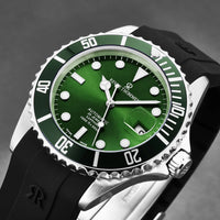 Revue Thommen Diver Men's Green Rubber Strap Swiss Automatic Watch 17571.2829