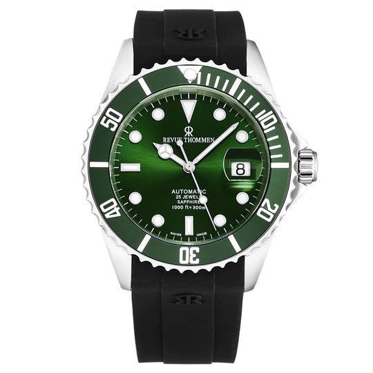 Revue Thommen Diver Men's Green Rubber Strap Swiss Automatic Watch 17571.2829