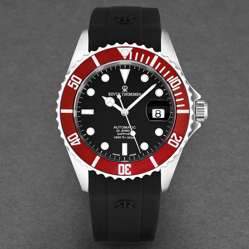 Revue Thommen Diver Black Red Automatic Men's Watch 17571.2836
