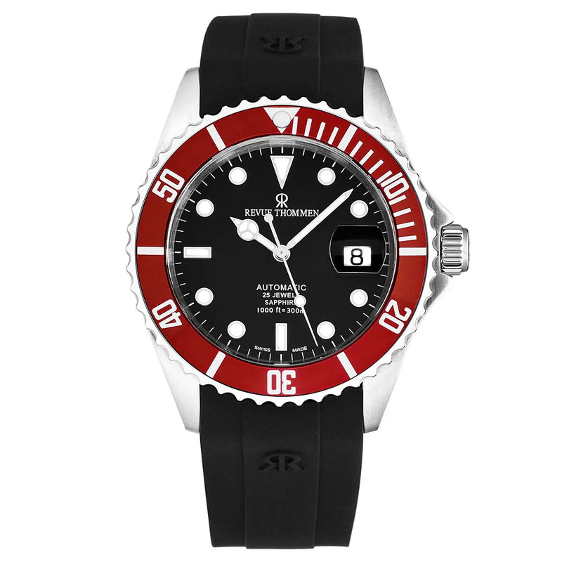 Revue Thommen Diver Black Red Automatic Men's Watch 17571.2836