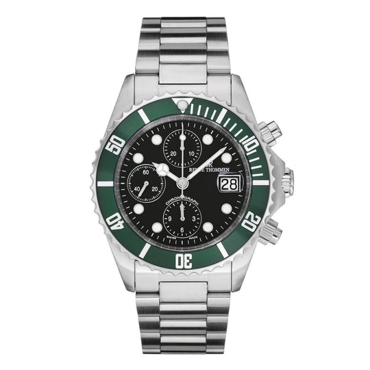 Revue Thommen Diver Men's Green Bezel Black Chronograph Stainless Steel Automatic Watch 17571.6134