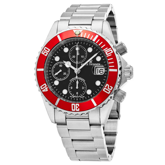 Revue Thommen Diver Black Red Chronograph Automatic Men's Watch 17571.6136
