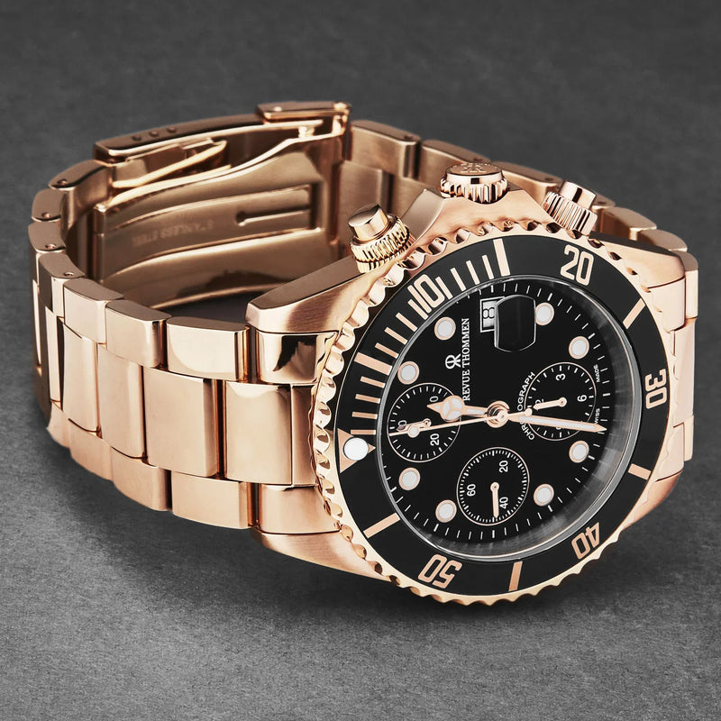 Revue Thommen Diver Men's Black Chronograph Automatic Watch 17571.6167