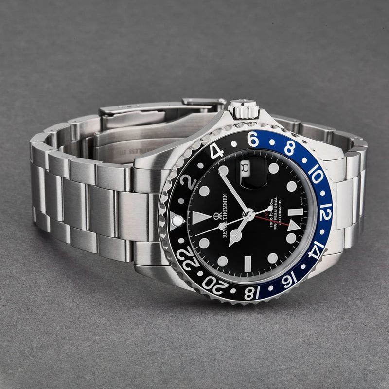 Revue Thommen Diver Men's Black Dial Black and Blue Bezel GMT Automatic Watch 17572.2133