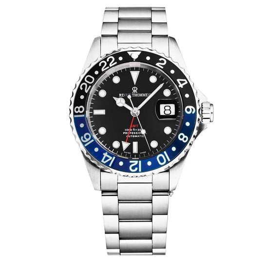Revue Thommen Diver Men's Black Dial Black and Blue Bezel GMT Automatic Watch 17572.2133